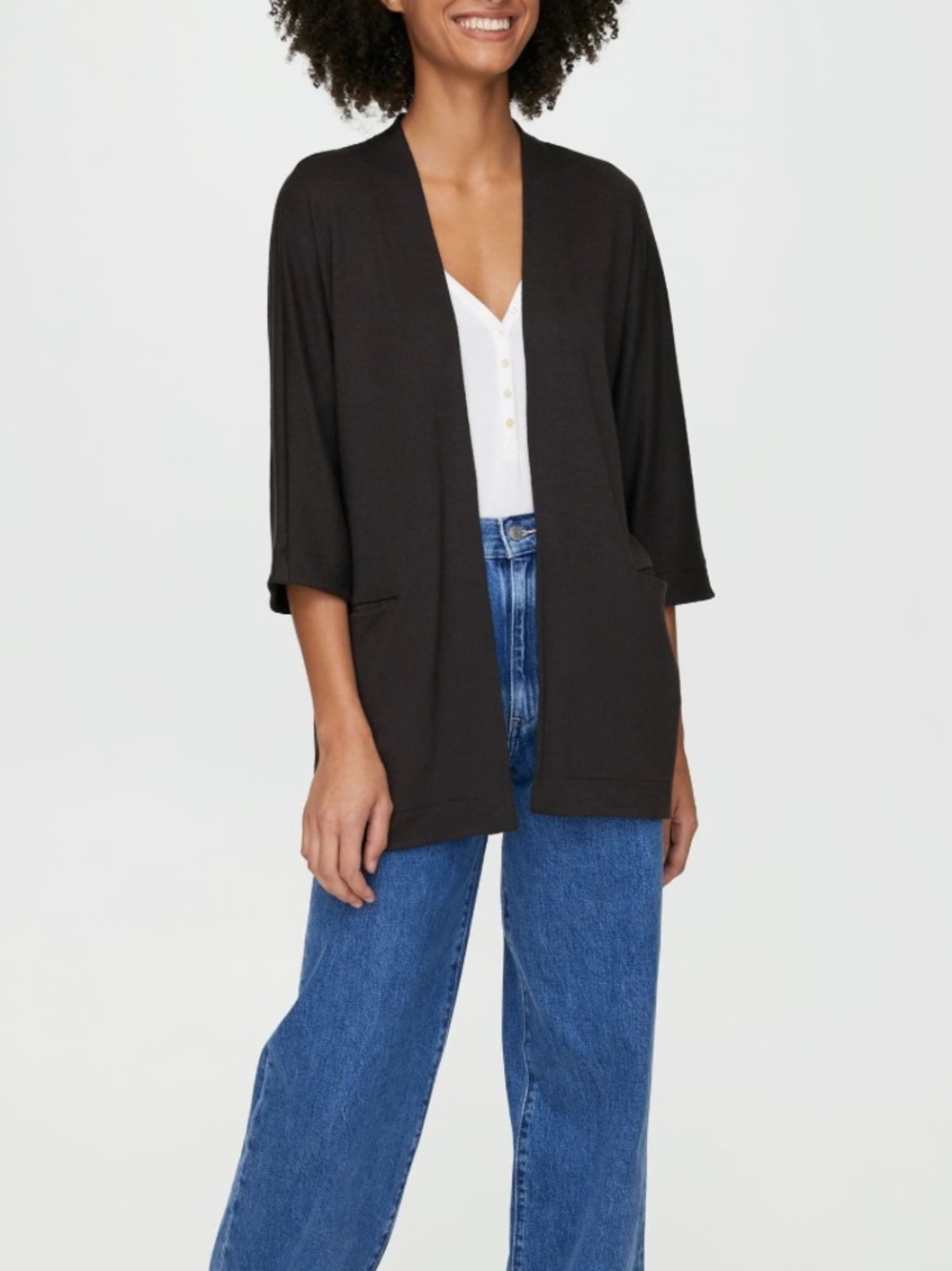 Wilfred Black Open-Front Lightweight Cardigan